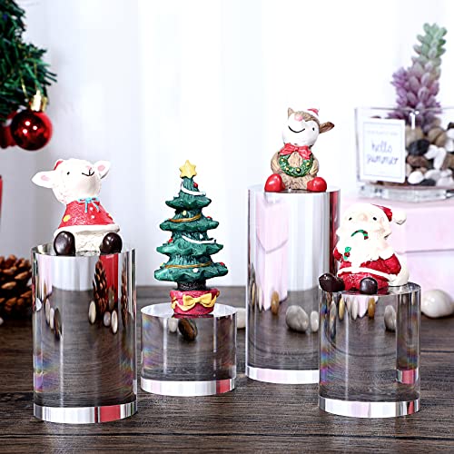 Hipiwe 4-Pack Acrylic Display Risers Figures Display Stand Holder, Cylinder