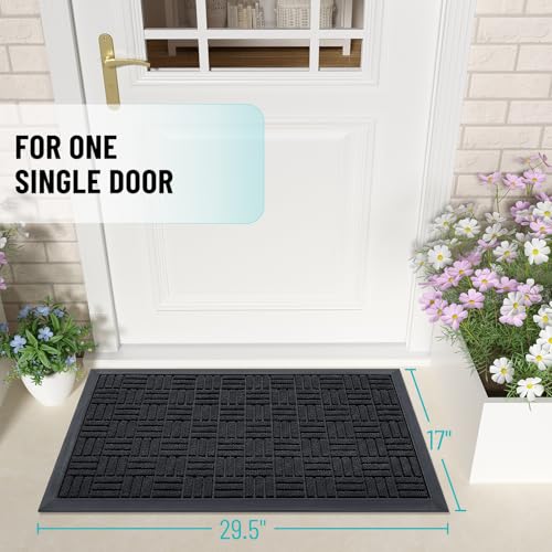 OLANLY Front Door Mat Outside Entrance 29.5x17, Heavy-Duty Rubber Doormat - color: Black, size: 29.5" X 17"