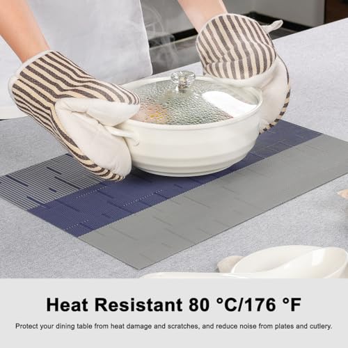 Placemats Set of 8, Vinyl Woven Heat-Resistant Place Mats - color: Blue Gray, size: Set of 8