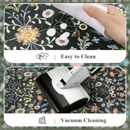 Yamaziot Boho Anti Fatigue Kitchen Rug 24"x 71" Black, Non-Slip Kitchen Mat - color: Black, size: 24"x72"