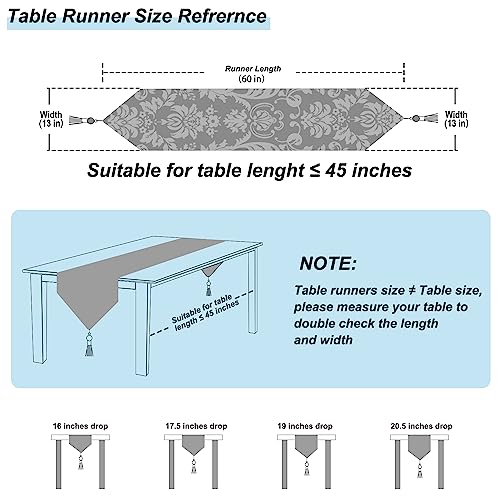 Elegant Table Runner 60" Thick Chenille Delicate Gorgeous Flower Pattern - color: Blue, size: 13x60"