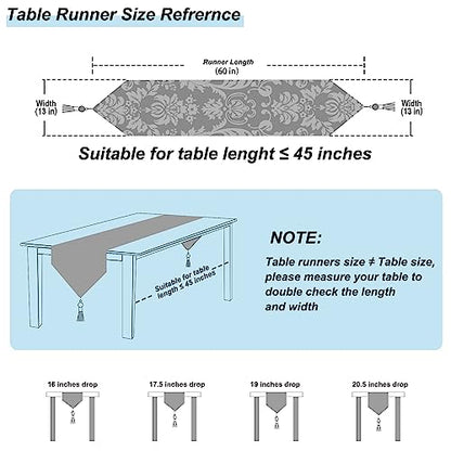 Elegant Table Runner 60" Thick Chenille Delicate Gorgeous Flower Pattern - color: Blue, size: 13x60"
