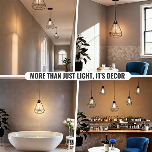 Maliralt Pendant Light Hanging Lights Fixture - Black Industrial Hanging Lamps with Metal Diamond Shade for Kitchen Island, Dining Room Over Table, Breakfast Corner, Farmhouse Home Decor - 2 Pack - size: 7.18Inch-2Pack-Diamond Shade