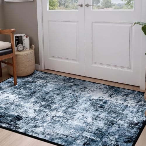 Rugflix 3x4 Entrance Rugs, Washable Navy Blue Dark Entry Small Rug - color: 01-ocean Blue, size: 3' x 4' (Rectangular)