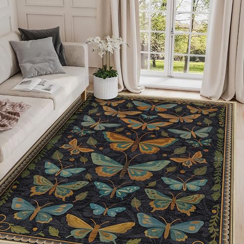 Vintage Butterfly Rug 3x5 for Bedroom Living Room Butterflies Area Rug - color: Butterfly, size: 3' x 5' (Rectangular)