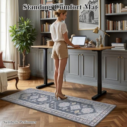 Ileading Anti Fatigue Kitchen Mat, Non Slip Cushioned Standing Floor Mat, Waterproof Kitchen Runner Rug, Farmhouse Comfort Padded Mat for Sink, Laundry, Office, Blue, 24''x71'' - color: Blue