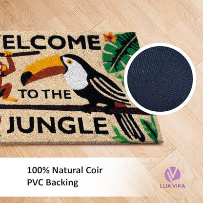 Coir Door Mats Outdoor, Welcome to the Jungle, 16 x 27,5 in - color: Welcome to the Jungle