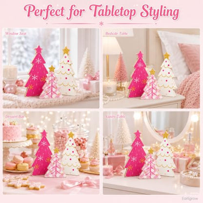 Christmas Decorations Indoor, Pink Christmas Snowflake Star Tree Home Decor
