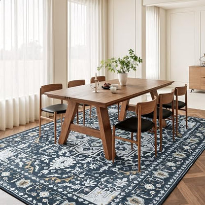 Rugflix 8x10 Area Rugs for Living Room, Washable Navy Blue Large Rug - color: Navy Blue, size: 8' x 10' (Rectangular)