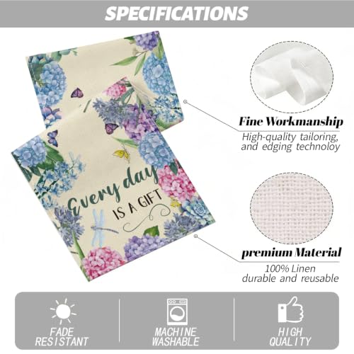 Every Day is A Gift Dragonfly Hydrangea Spring Table Runner 13x72 Inch - color: Floral Butterfly