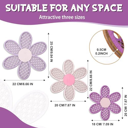 Maitys 3 Pcs Boho Daisy Flower Wall Decor Nursery Art, Pink, Purple - color: Pink, Purple