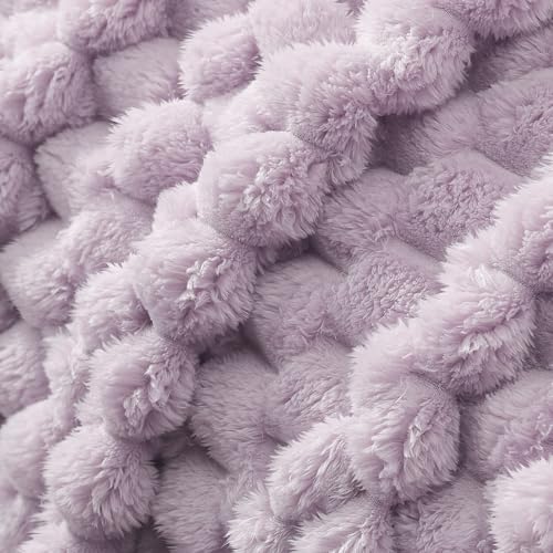 Whale Flotilla Soft Fleece Twin Size Bed Blanket Luxury 3D Jacquard, Lilac - color: Lilac, size: Twin(60x80 Inch)