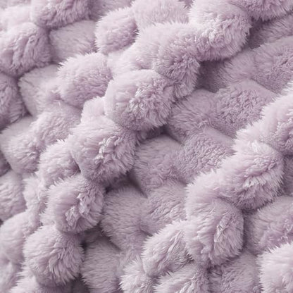 Whale Flotilla Soft Fleece Twin Size Bed Blanket Luxury 3D Jacquard, Lilac - color: Lilac, size: Twin(60x80 Inch)