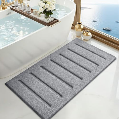 LUMI Large Bathroom Rugs Soft Absorbent, Non Slip Bath Mat 24x43, Grey - color: Grey, size: 24" X 43"