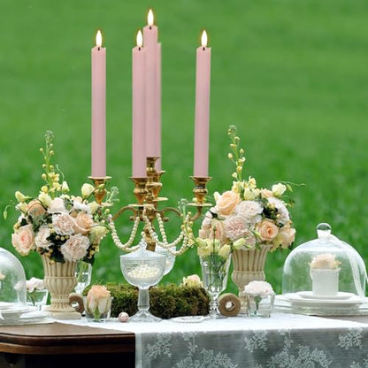 GenSwin Flameless Taper Candles LED Battery Operated Remote Timer Pink - color: Pink