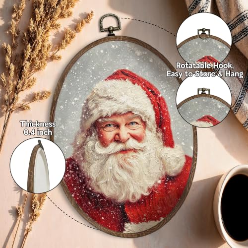 FLAWAFLOMA Red Christmas Santa Oval Canvas Wall Art Decor 8.6x11.4 Inch - color: Christmas-14