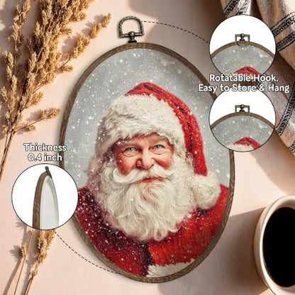 FLAWAFLOMA Red Christmas Santa Oval Canvas Wall Art Decor 8.6x11.4 Inch - color: Christmas-14