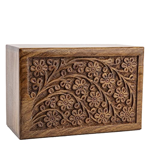 Personalized Urn Box for Human or Pet Ashes, Engraved Tree of Life Rosewood - size: Personalize