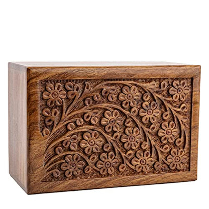 Personalized Urn Box for Human or Pet Ashes, Engraved Tree of Life Rosewood - size: Personalize