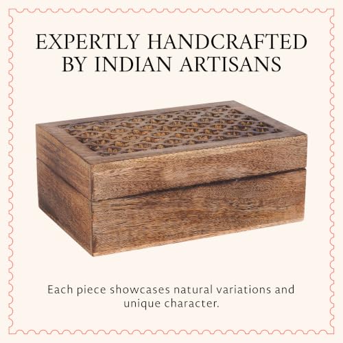 Mela Artisans Trellis Mango Wood Storage Box - Medium Burnt, 9x6 in - color: Medium Burnt, size: Large