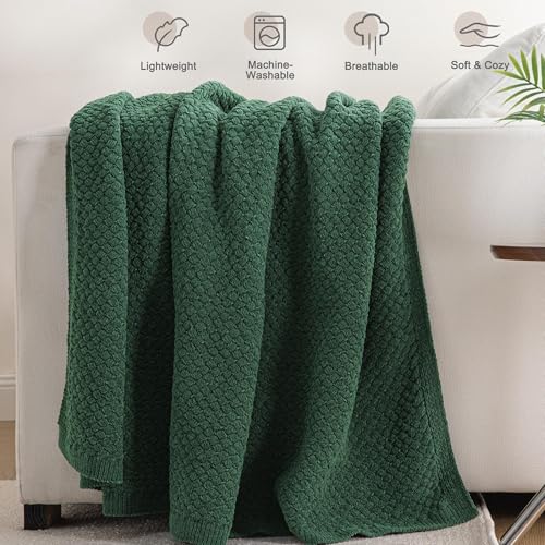 Whale Flotilla Summer Chunky Chenille Knit Throw Blanket for Couch Bed Sofa - color: Deep Green, size: Throw(50x60 Inch)