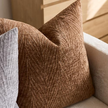 Throw Pillow Covers 20x20 Inch Set of 2, Textured Leaf, Dark Brown - color: Dark Brown, size: 20" x 20" (Pack of 2)