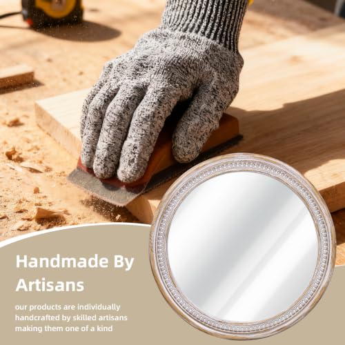 36 Inch Large Round Wood Mirror, Rustic Farmhouse Circle Mirrors for Wall - color: C - 36 in