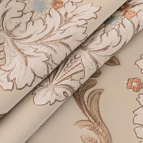 Loom and Mill Luxury Damask Floral Valances for Windows,Light Khaki,54"x18" - color: Mika-light Khaki