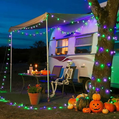 JMEXSUSS Connectable Purple and Green Halloween Lights Plug-in - color: Purple Green, size: 100 LED