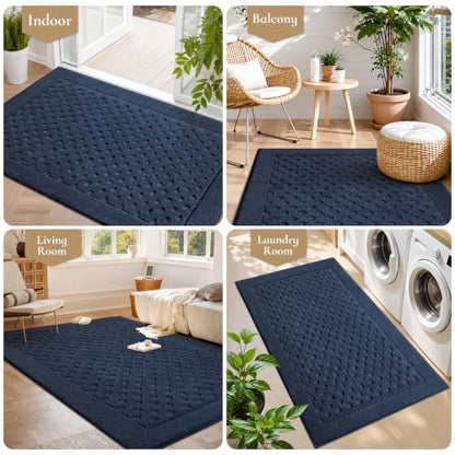 Dirt Trapper Door Mat 32"x 48", Non-Slip Entryway Rugs, Navy Blue - color: Navy Blue, size: 32" x 48"