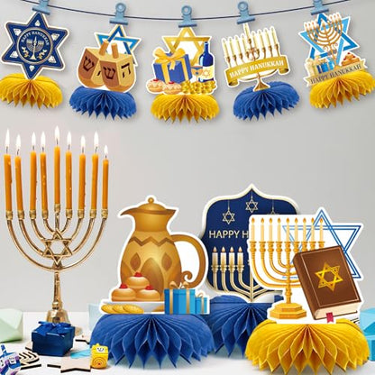Hanukkah Table Decorations, 10Pcs Chanukkah Honeycomb Centerpieces - style: Hanukkah Style