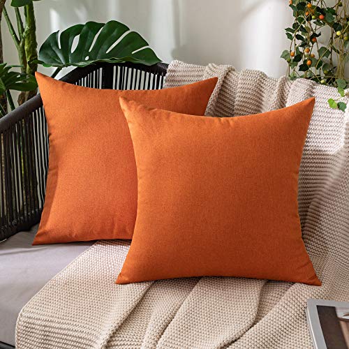 MIULEE Decorative Outdoor Pillow Covers Fall 16x16 Orange - color: Orange, size: 16" x 16" (Pack of 2)