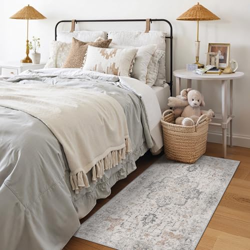 GENIMO 2'6"x4' Washable Runner Rug Non Slip for Hallway, Light Taupe Brown - color: Light Taupe Brown, size: 2'6" x 4' (Runner)
