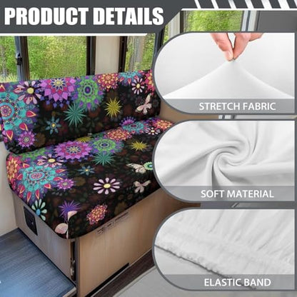 Boho Mandala Butterfly RV Dinette Cushion Covers 2 Pieces,Washable Camper Cushion Slipcovers Replacement Sofa Cushions Slipcovers for Travel Trailer Couch - color: Boho Mandala Butterfly