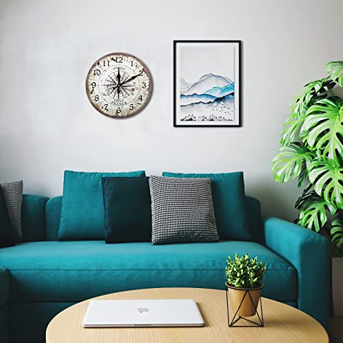 Bdor Nautical Wooden Wall Clock for Living Room, Kitchen, Home, Bedroom