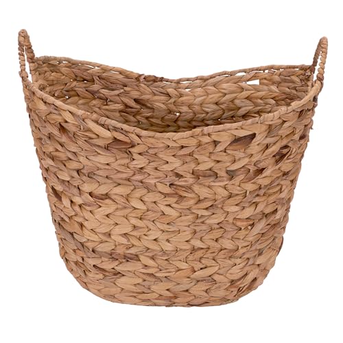 Household Essentials ML-4002 Tall Water Hyacinth Wicker Basket with Handles | Natural, Brown, Natural - color: Natural Hyacinth
