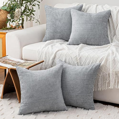 Pack of 4 Throw Pillow Covers 20x20” Boho Cushion Covers for Living Room - color: Light Gray, size: 20" x 20" (Pack of 4)