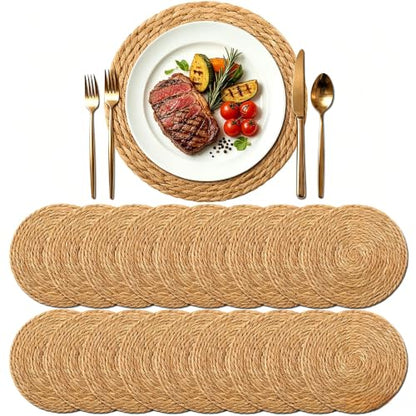 13.8" Round Woven Placemats, Plate Chargers for Dining Table - size: 13.8 Inch Set of 18
