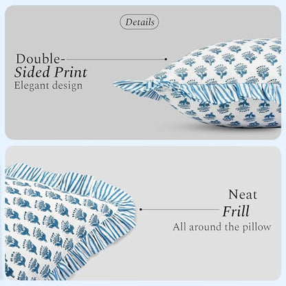 CPC Apatite Blue Block Print Ruffle Sham Pillow Cover 20x54 Inch, Pack of 1 - color: Apatite Blue, size: 54" x 20" (Pack of 1)