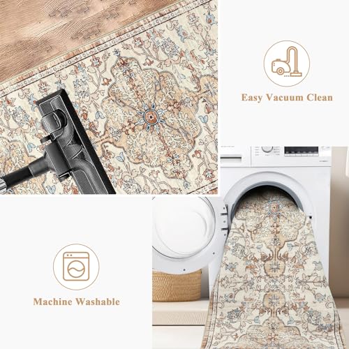 Pauwer Hallway Runner Rug 2x6, Washable Boho Kitchen Runner, Brown/Blue - color: Brown/Blue, size: 2' x 6' (Runner)