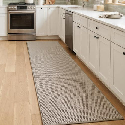 Sunfly 2x7 Runner Rug with Non Slip Rubber Backing Beige - color: Beige, size: 2' x 7' (Rectangular)
