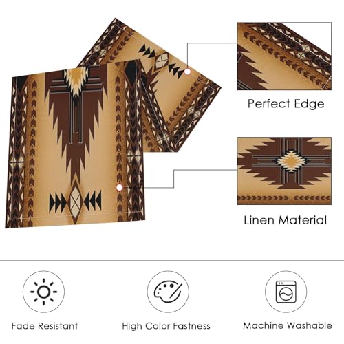 ArtSocket Table Runner and Placemats Set of 6, Boho Aztec - color: Western Brown