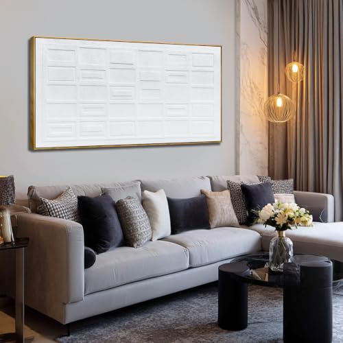 Large White Wall Decor Abstract Wall Art 3d Texture For Living Room 29x58in - color: White, size: 29x58