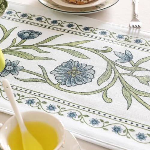 ISAENNE Designer French Linen Table Runner,71"x12"-Mosella E - color: Mosella E, size: 12X71 Inches