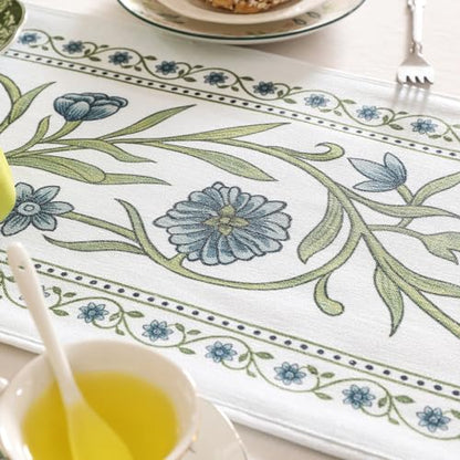ISAENNE Designer French Linen Table Runner,87"x12"-Mosella E - color: Mosella E, size: 12X87 Inches
