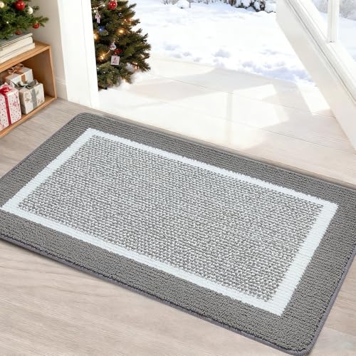 REFETONE Dirt Trapper Door Mat 24" x 36", Non-Slip Washable Doormats, Grey
