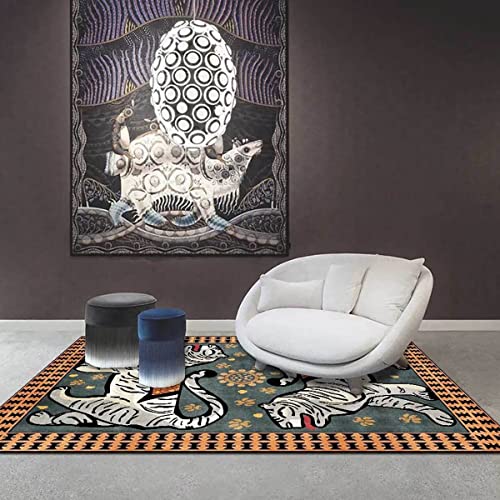 Tiger Rug for Bedroom Cartoon 2x3 ft Small Area Rug Washable Funky Grey Carpet for Living Room Boho Non-Slip Modern Abstract Bathroom Door Mat - color: G, size: 2' x 3' (Rectangular)