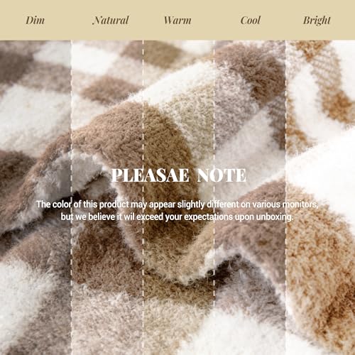 Battilo Plaid Beige Throw Blanket for Couch, Fall Blanket, 50"x60", Beige - color: Beige