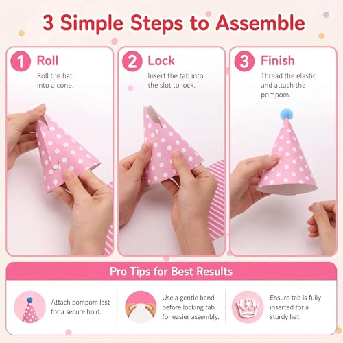 Vesil Mini Kids Birthday Party Hats, Assorted, DIY Assembly Required - color: Hats