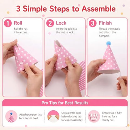 Vesil Mini Kids Birthday Party Hats, Assorted, DIY Assembly Required - color: Hats